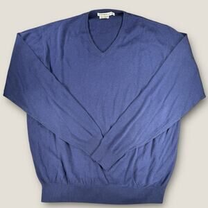 Peter Millar Sweater Mens XXL Blue Silk Cotton Cashmere V-Neck Pullover Knit